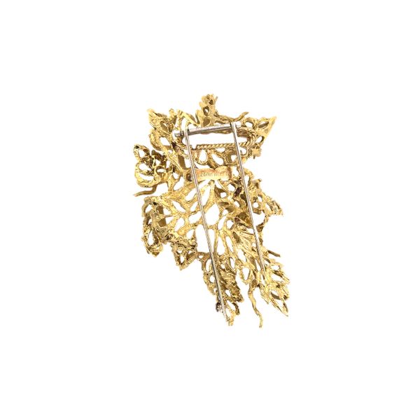 Estate Edna Nelkin 14K Yellow Gold Freeform Coral Reef Style Pin Image 3 Raleigh Diamond Fine Jewelry Raleigh, NC