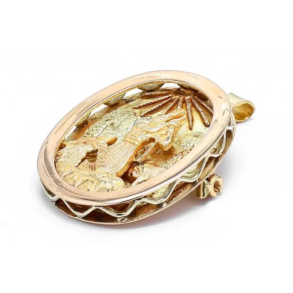 Estate 18K Yellow Gold Peruvian Shepherds and Lama Motif Brooch Image 3 Raleigh Diamond Fine Jewelry Raleigh, NC