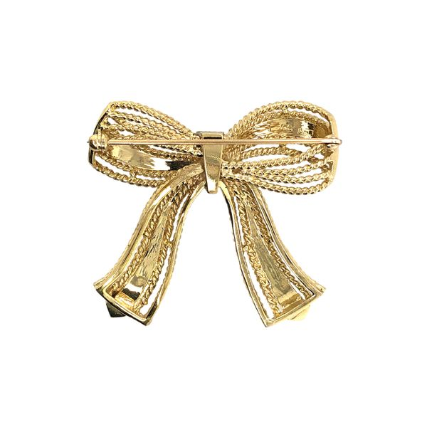 Estate 14K Yellow Gold Bow with Diamond Accents Image 2 Raleigh Diamond Fine Jewelry Raleigh, NC