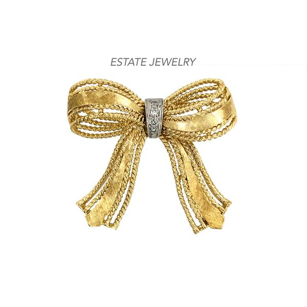 Estate 14K Yellow Gold Bow with Diamond Accents Raleigh Diamond Fine Jewelry Raleigh, NC