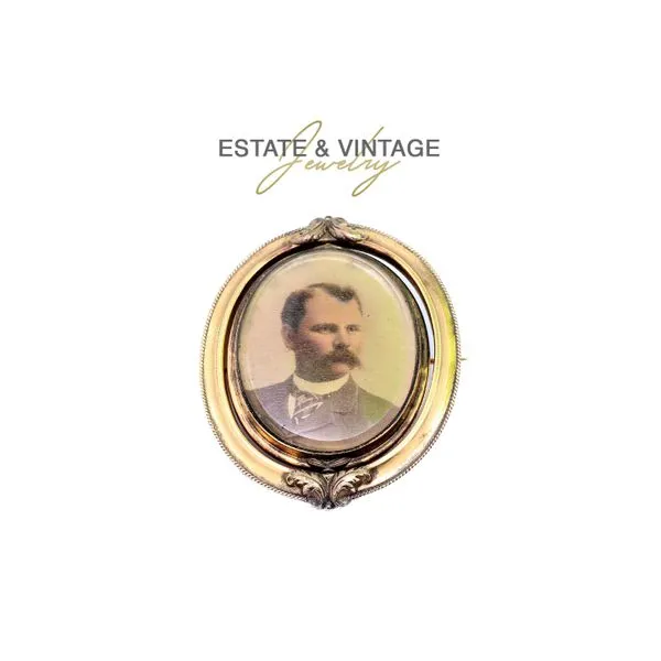 Estate 10K ? Yellow Gold Portrait Mourning Brooch with hair in the back Raleigh Diamond Fine Jewelry Raleigh, NC