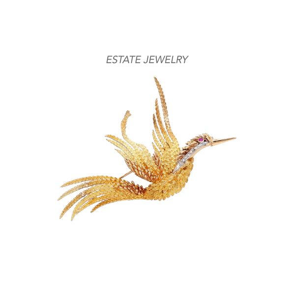 Estate 18K Yellow Gold Flying Phoenix Bird Accented with 0.10ctw Diamonds Raleigh Diamond Fine Jewelry Raleigh, NC
