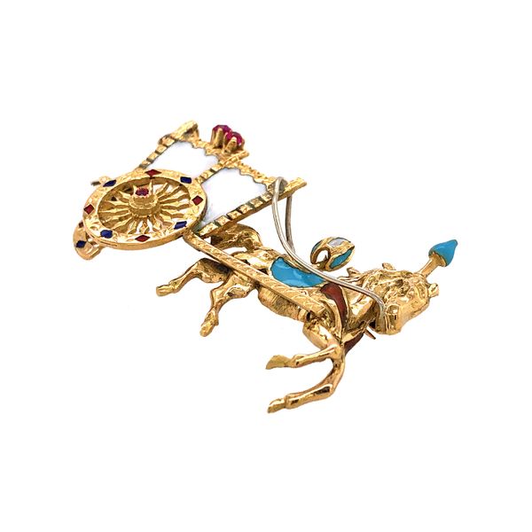 Estate 18K Yellow Gold Cinderella Carriage with Sapphires & Rubies Image 3 Raleigh Diamond Fine Jewelry Raleigh, NC