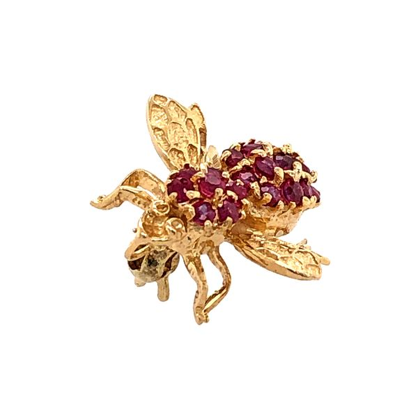 Estate 14K Yellow Gold Bee Brooch with Rubies Image 2 Raleigh Diamond Fine Jewelry Raleigh, NC