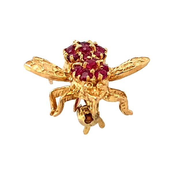 Estate 14K Yellow Gold Bee Brooch with Rubies Image 3 Raleigh Diamond Fine Jewelry Raleigh, NC