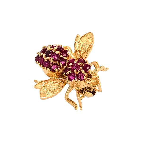 Estate 14K Yellow Gold Bee Brooch with Rubies Image 4 Raleigh Diamond Fine Jewelry Raleigh, NC