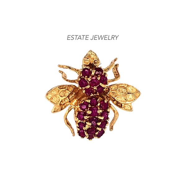 Estate 14K Yellow Gold Bee Brooch with Rubies Raleigh Diamond Fine Jewelry Raleigh, NC