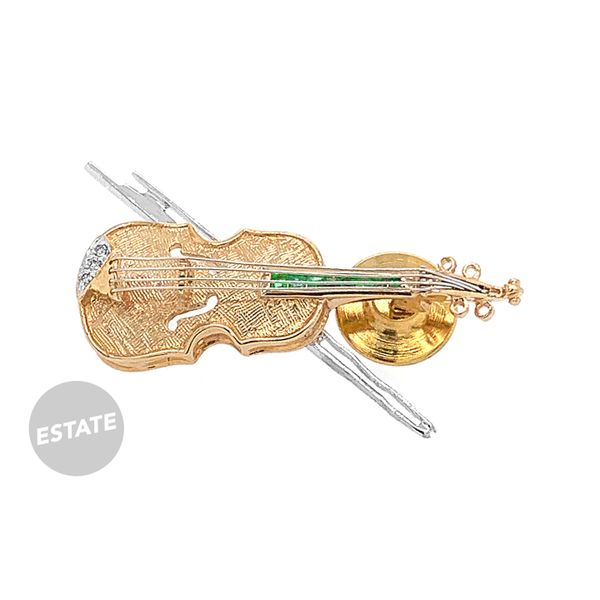Estate 14K TT Violin with Emeralds and Diamonds Raleigh Diamond Fine Jewelry Raleigh, NC