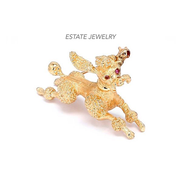 Estate 14K Yellow Gold Poodle Dog Brooch Raleigh Diamond Fine Jewelry Raleigh, NC