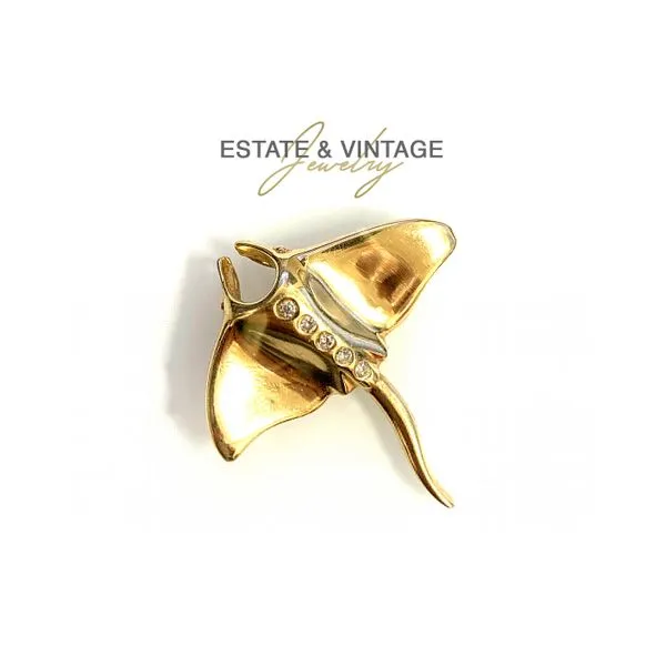 Estate 14K Yellow Gold 0.05ctw Sting Ray Diamond Brooch Raleigh Diamond Fine Jewelry Raleigh, NC
