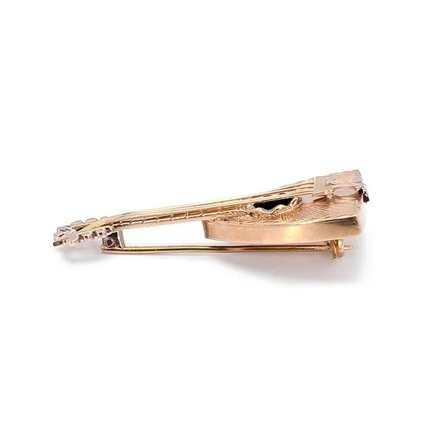 Estate 14K Yellow Gold Engraved Mandolin Musical Instrument Brooch Pin Image 3 Raleigh Diamond Fine Jewelry Raleigh, NC