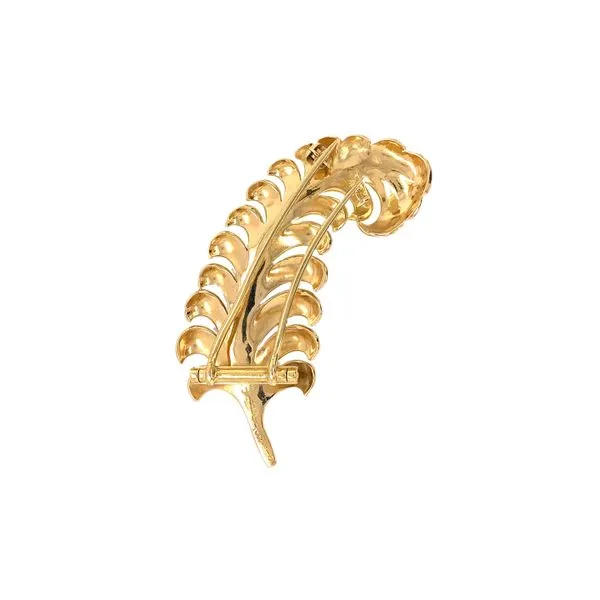 Estate 14K Yellow Gold Large Swirl Leaf Brooch Pin Image 3 Raleigh Diamond Fine Jewelry Raleigh, NC