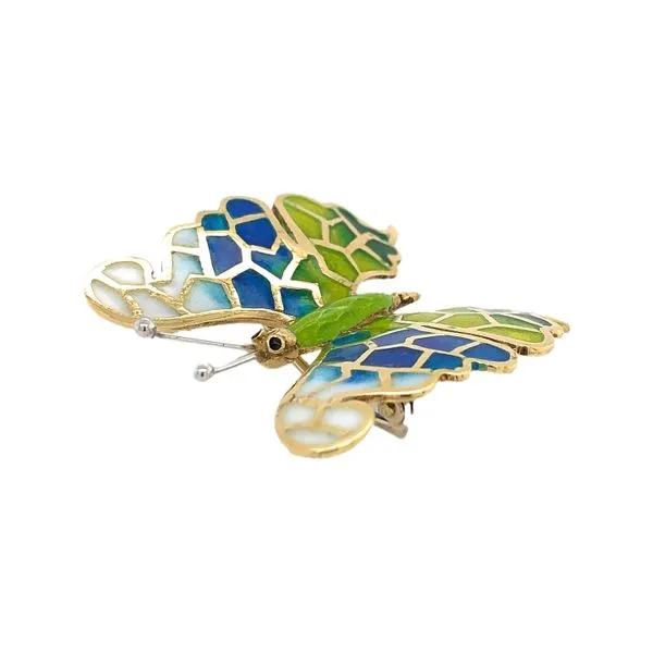 Estate 14K Yellow Gold and Enamel Butterfly Brooch Pin Image 3 Raleigh Diamond Fine Jewelry Raleigh, NC