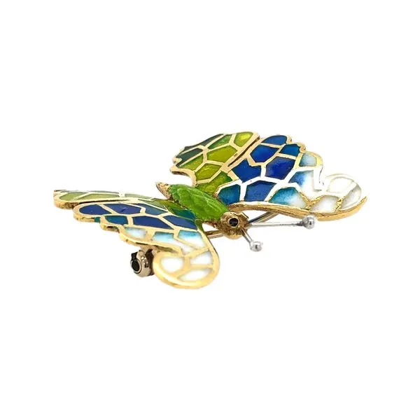 Estate 14K Yellow Gold and Enamel Butterfly Brooch Pin Image 4 Raleigh Diamond Fine Jewelry Raleigh, NC