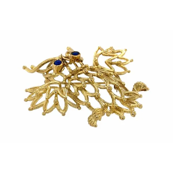 Estate 18K Yellow Gold Vintage Owl Brooch Pin with Lapis Accents Image 2 Raleigh Diamond Fine Jewelry Raleigh, NC