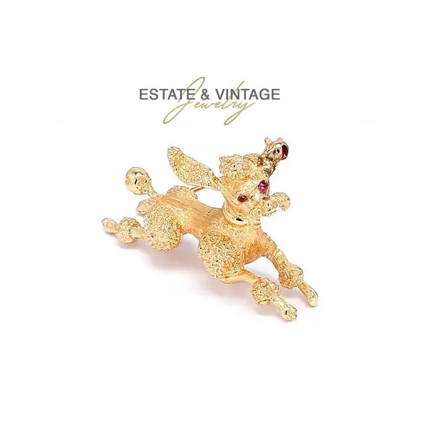 Estate 14K Yellow Gold French Poodle Dog Brooch Pin Raleigh Diamond Fine Jewelry Raleigh, NC