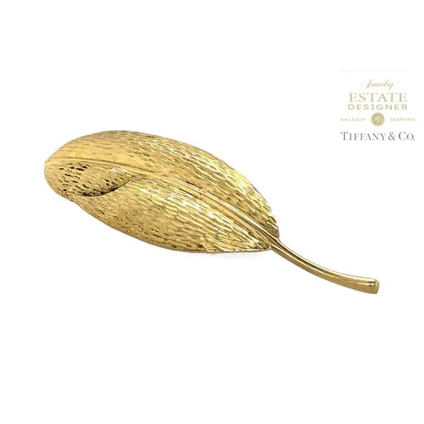 Estate Designer Tiffany & Co. 18K Yellow Gold Leaf Brooch Image 2 Raleigh Diamond Fine Jewelry Raleigh, NC