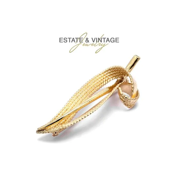 Estate 14K Yellow Gold Swirl Leaf Design Brooch Pin Raleigh Diamond Fine Jewelry Raleigh, NC