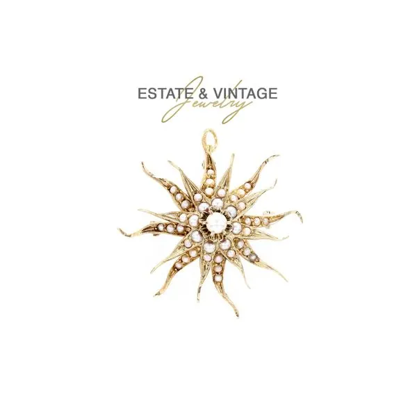 Estate 10K Yellow Gold Flower Brooch Piin with Pearl Accents Raleigh Diamond Fine Jewelry Raleigh, NC