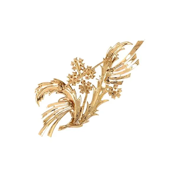 Estate 14K Yellow Gold Floral Spray Brooch Pin with Opals Image 2 Raleigh Diamond Fine Jewelry Raleigh, NC