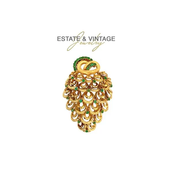 Estate 18K Yellow Gold Pinecone Brooch Pin 