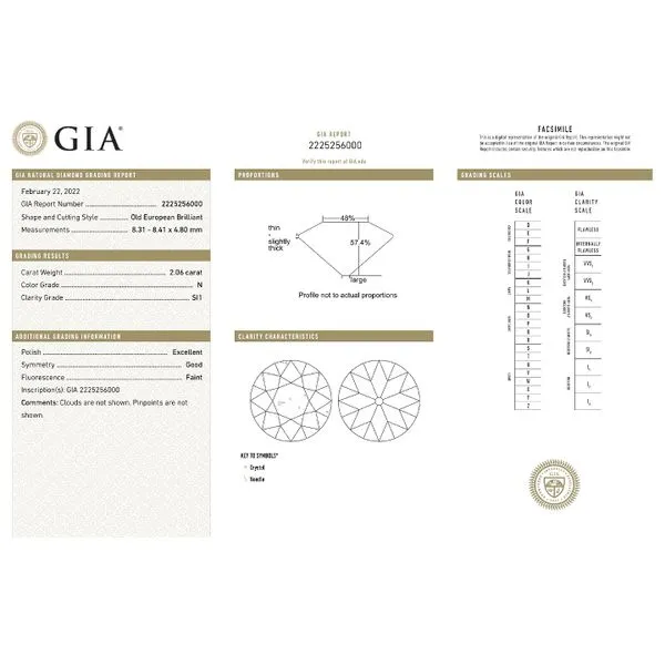 Natural Diamond 2.06ct N/SI1 Old European GIA Certified Image 2 Raleigh Diamond Fine Jewelry Raleigh, NC