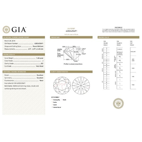 Natural Diamond 1.40ct J/SI2 RBC GIA Certified Image 2 Raleigh Diamond Fine Jewelry Raleigh, NC