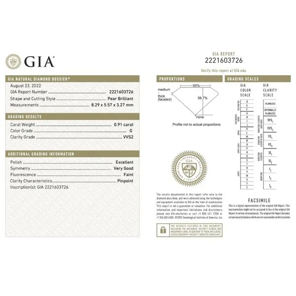 Natural Diamond 0.91ct G/VVS2 Pear GIA Certified Image 2 Raleigh Diamond Fine Jewelry Raleigh, NC