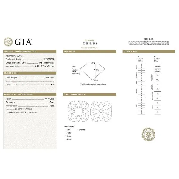 Natural Diamond 3.36ct J/VS2 Old Mined Briliant GIA Certified Image 2 Raleigh Diamond Fine Jewelry Raleigh, NC