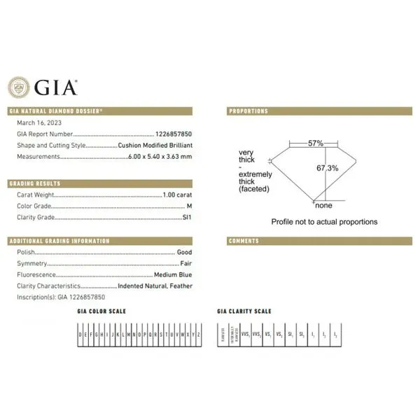 Natural Diamond 1.00ct M/SI1 Cushion GIA Certified Raleigh Diamond Fine Jewelry Raleigh, NC