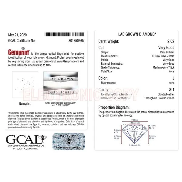 Lab Grown Diamond 2.02ct J/SI1 Very Good Pear Briliant Image 2 Raleigh Diamond Fine Jewelry Raleigh, NC