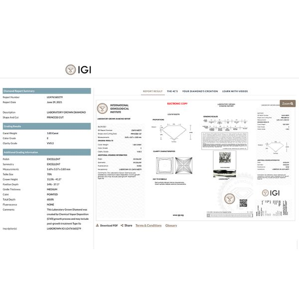 Lab Grown Diamond 1.05ct Princess E/VVS2 Image 2 Raleigh Diamond Fine Jewelry Raleigh, NC
