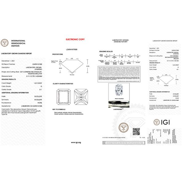 Lab Grown Diamond 1.63ct Radiant G/SI1 Image 2 Raleigh Diamond Fine Jewelry Raleigh, NC