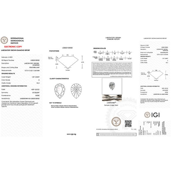 Lab Grown Diamond 1.07ct Pear E/VS2 Image 2 Raleigh Diamond Fine Jewelry Raleigh, NC