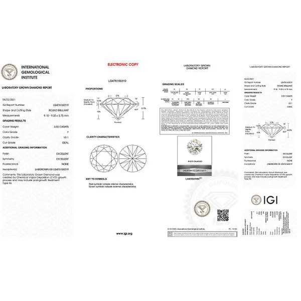 Lab Grown Diamond 3.02ct RBC F/VS1 Image 2 Raleigh Diamond Fine Jewelry Raleigh, NC