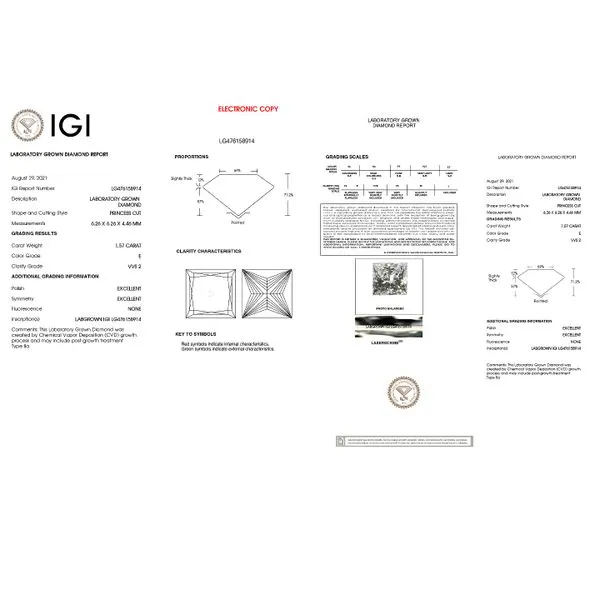 Lab Grown Diamond 1.57ct Princess E/VVS2 Image 2 Raleigh Diamond Fine Jewelry Raleigh, NC