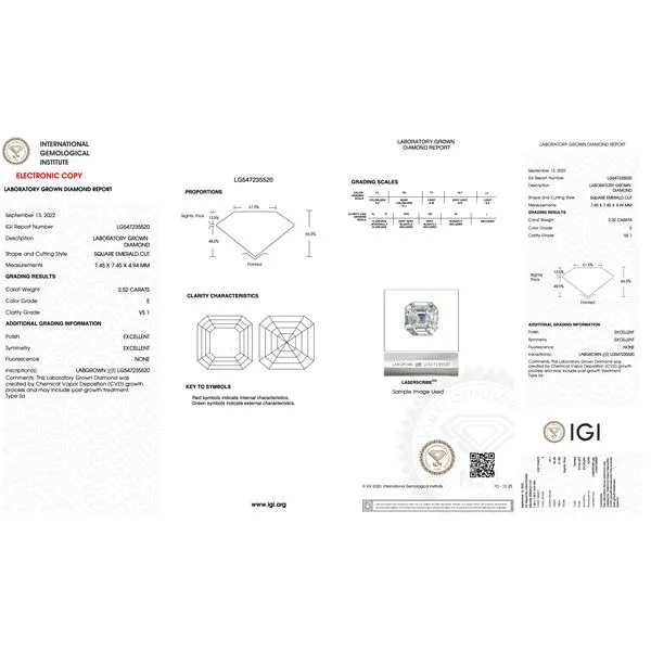 Lab Grown Diamond 2.52ct E/VS1 Excelent Square Emerald Cut Raleigh Diamond Fine Jewelry Raleigh, NC