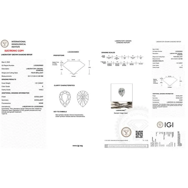 Lab Grown Diamond 1.01ct E/VVS2 Pear Brilliant Raleigh Diamond Fine Jewelry Raleigh, NC