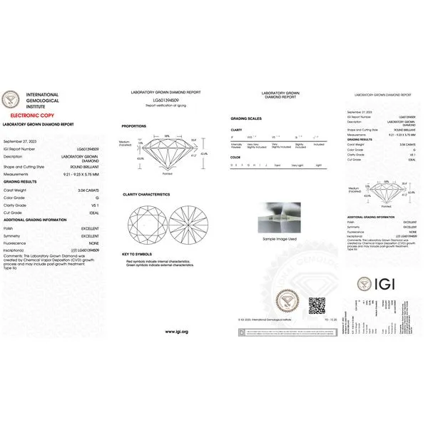 Lab Grown Diamond 3.04ct G/VS1 Excellent Round Briliant Raleigh Diamond Fine Jewelry Raleigh, NC