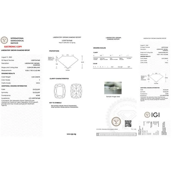 Lab Grown Diamond 3.03ct F/VVS2 Excelet Cushion Briliant Raleigh Diamond Fine Jewelry Raleigh, NC