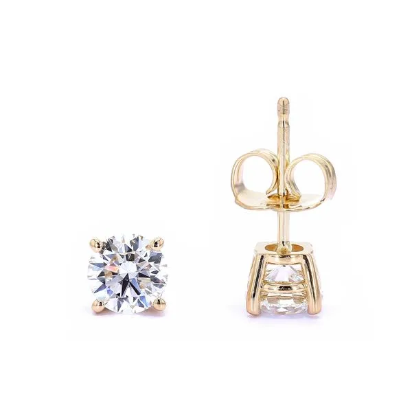 14K Yellow Gold 0.91cttw D/VS 4-Prong RBC Lab Diamond Stud Earrings Raleigh Diamond Fine Jewelry Raleigh, NC