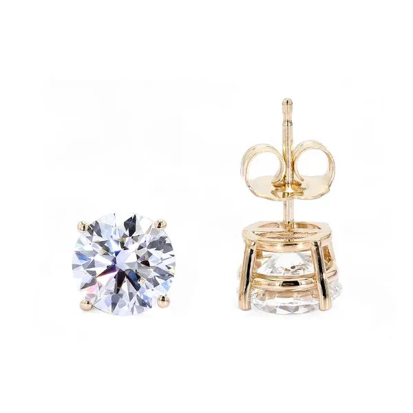 14K Yellow Gold 3.07cttw D/VS Lab Grown 4-Prong Diamond Studs Earrings Raleigh Diamond Fine Jewelry Raleigh, NC