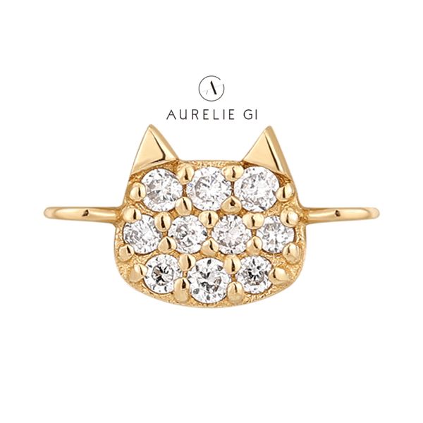 Aurelie Gi 14K Yellow Gold Lab Grown Diamond Cat Charm Raleigh Diamond Fine Jewelry Raleigh, NC
