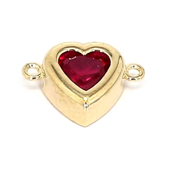 14K Yellow Gold 0.63ctw Lab Grown Ruby Heart Bezel Link Raleigh Diamond Fine Jewelry Raleigh, NC