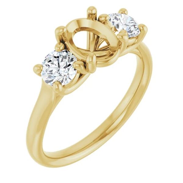 14K Yellow Gold 8x6 mm OV 3/4ctw Lab Grown Diamond Semi-Set Engagement Ring Sz 7 Raleigh Diamond Fine Jewelry Raleigh, NC
