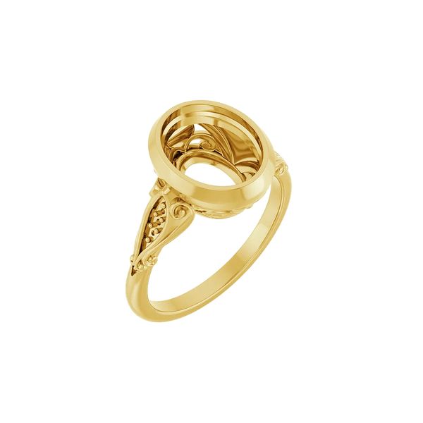 14K Yellow Gold 10x8 mm Oval Engagement Ring Semi-mount 0.03ctw Large Diamond Sz 6.75 Image 3 Raleigh Diamond Fine Jewelry Raleigh, NC