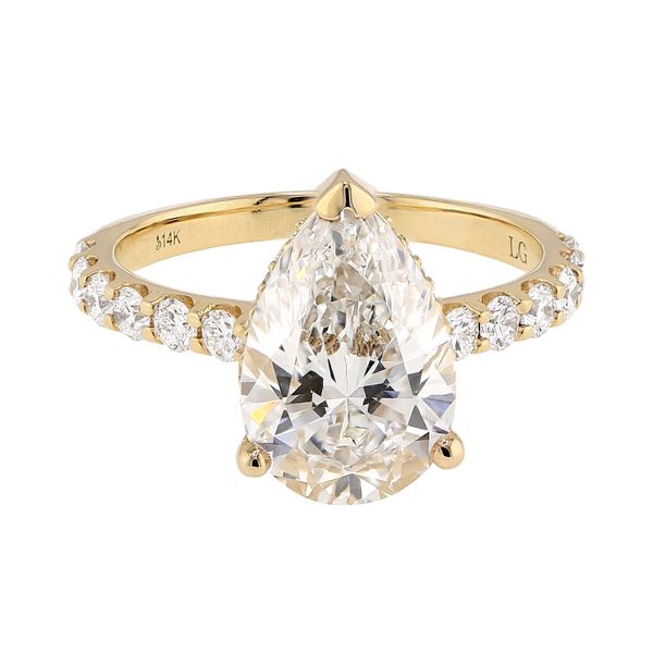 14K Yellow Gold 3.10ct Pear (LAB) E/VS1 Center IGI LG Accents Engagement Ring Sz 6.5 Raleigh Diamond Fine Jewelry Raleigh, NC