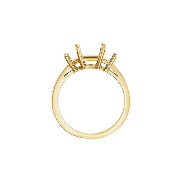 14K Yellow Gold 6 mm Square 3-Stone Large Half Moon Engagement Ring Sz 6.75 Image 2 Raleigh Diamond Fine Jewelry Raleigh, NC