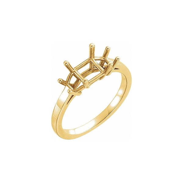14K Yellow Gold 6 mm Square 3-Stone Large Half Moon Engagement Ring Sz 6.75 Raleigh Diamond Fine Jewelry Raleigh, NC