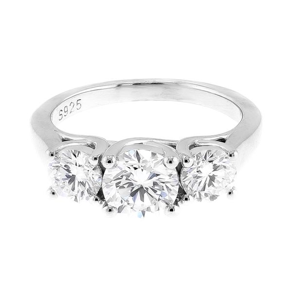 Sterling Silver 2.00ctw D-E/VS1 LAB Diamond 3-Stone Ring Sz 6.5 Raleigh Diamond Fine Jewelry Raleigh, NC
